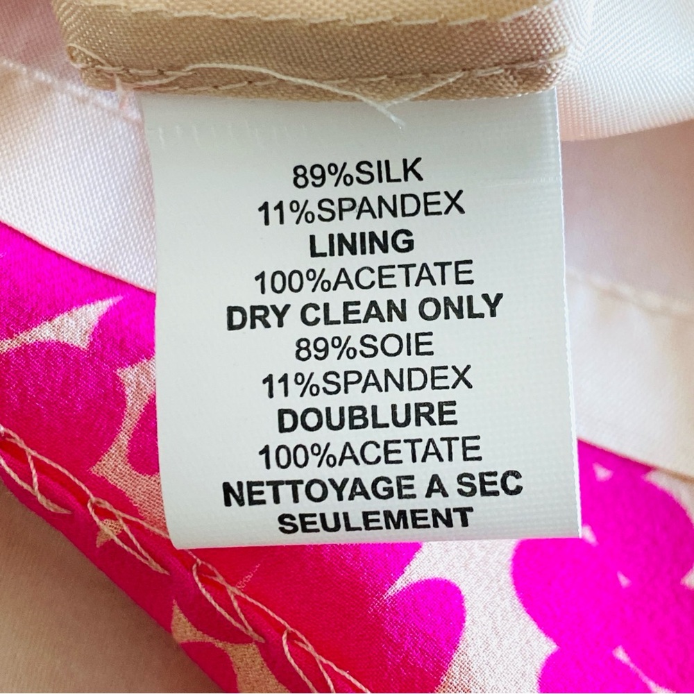 Trina Turk Silk Dress Anargosa Desert Mini Pink and Orange Patterned Size 8 - Picture 11 of 15
